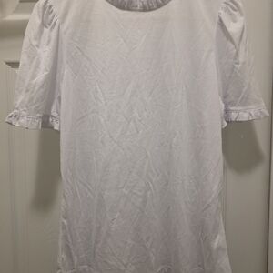 Boden White Short Sleeve Ruffle Top